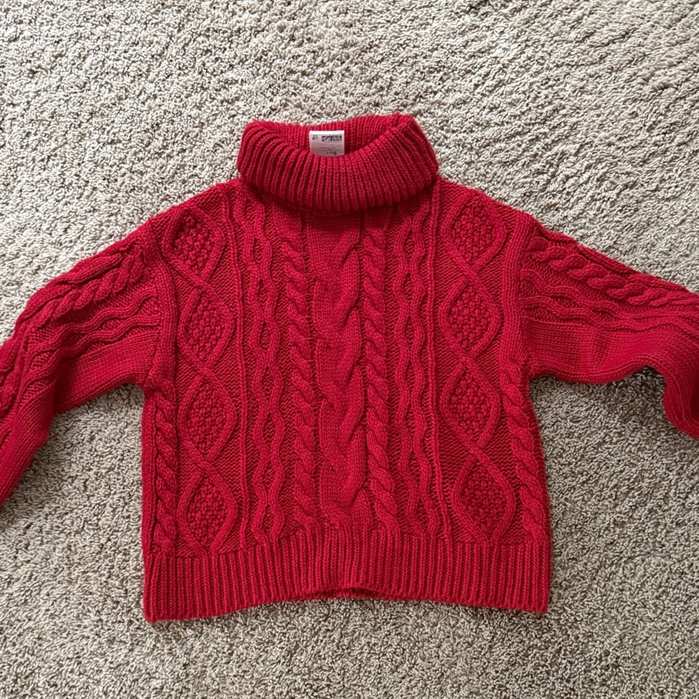 H&M Rich Red Cable Knit Chunky Turtleneck Sweater - Picture 2 of 10
